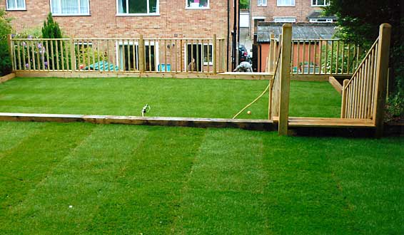 After - Steep garden levelled and turfed